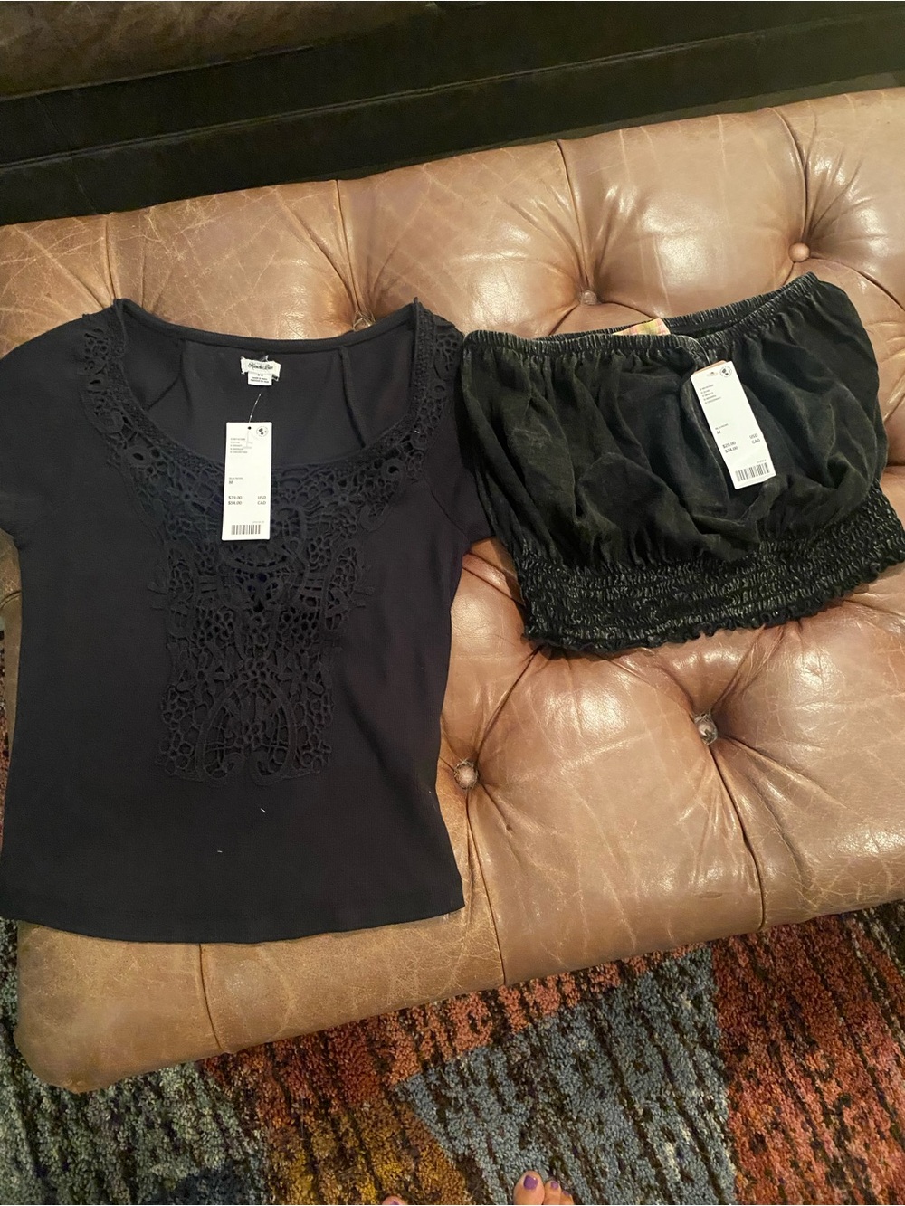 Black Crochet Scoop Neck-Urban Outfitters Crop Top
